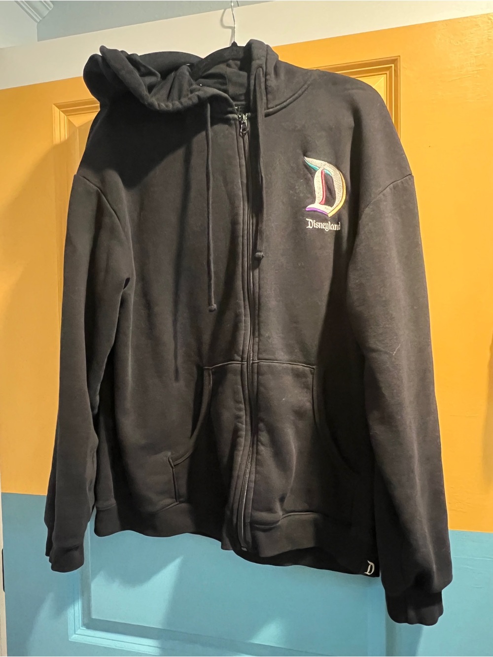 Black Disneyland Zip Hoodie with Embroidered 'D' Logo